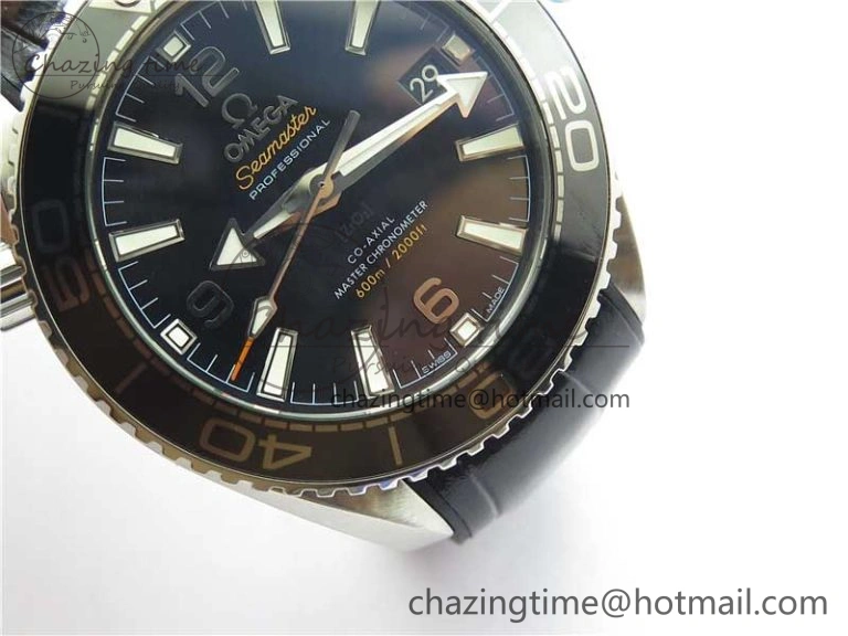 Planet Ocean 39.5mm Black Ceramic Bezel SS VSF 1:1 Best Edition Black Dial on Black Gummy Strap A8800
