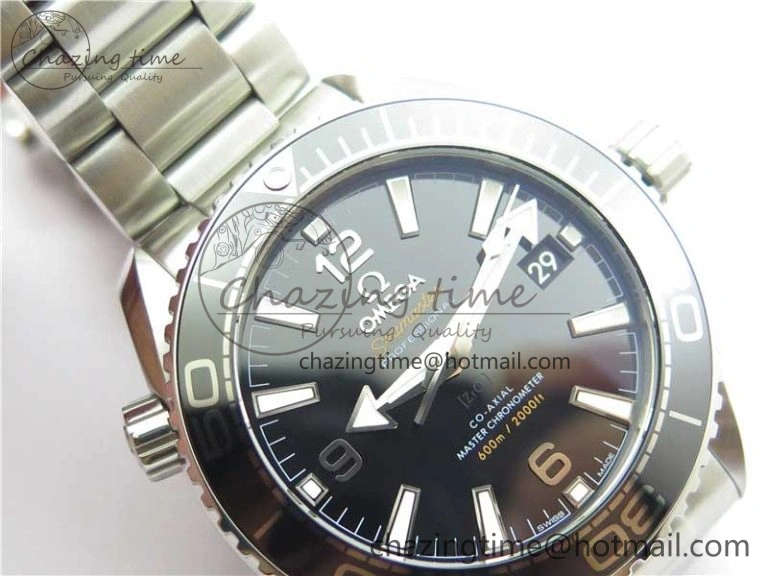 Planet Ocean 39.5mm Black Ceramic Bezel SS VSF 1:1 Best Edition Black Dial on SS Bracelet A8800