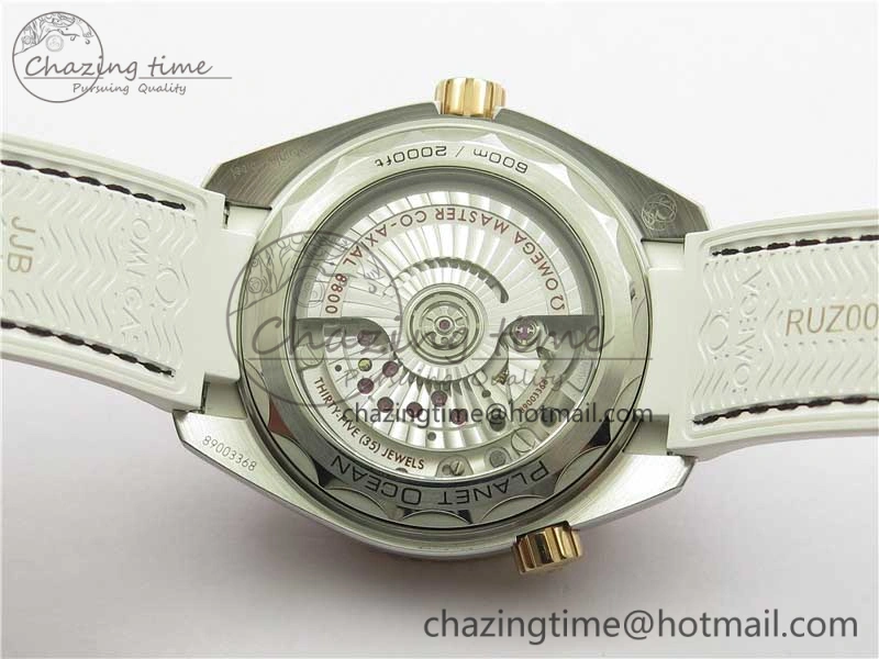 Planet Ocean 39.5mm SS RG VSF 1:1 Best Edition White Dial on White Leather Strap A8800