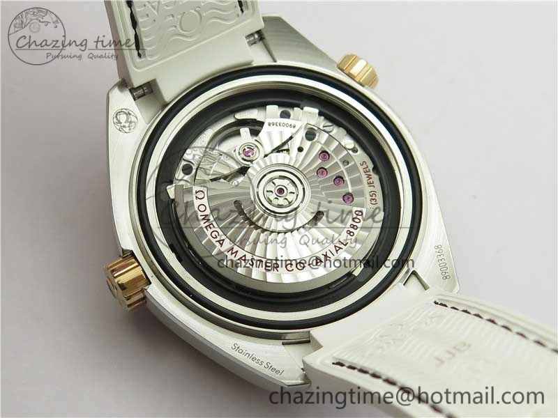 Planet Ocean 39.5mm SS RG VSF 1:1 Best Edition White Dial on White Leather Strap A8800