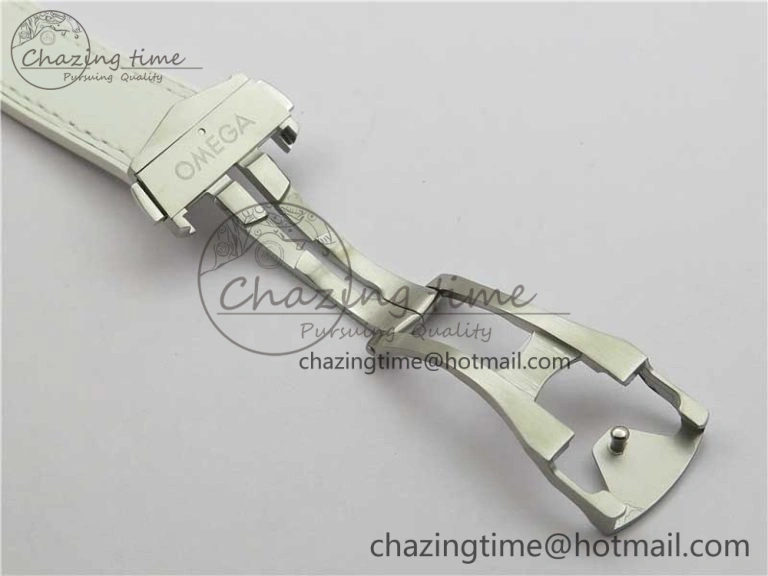Planet Ocean 39.5mm SS RG VSF 1:1 Best Edition White Dial on White Leather Strap A8800