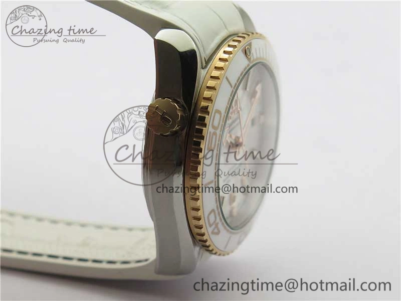 Planet Ocean 39.5mm SS RG VSF 1:1 Best Edition White Dial on White Leather Strap A8800
