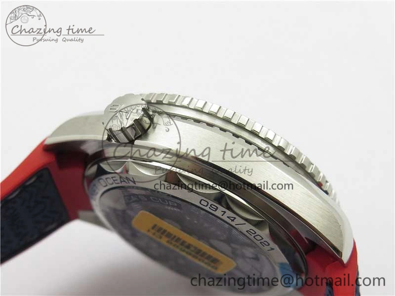 Planet Ocean 43.5mm America’s Cup VSF Best Edition White Dial On Blue Gummy Strap A8900