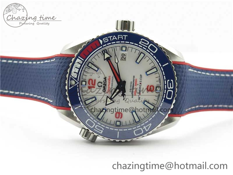 Planet Ocean 43.5mm America’s Cup VSF Best Edition White Dial On Blue Gummy Strap A8900