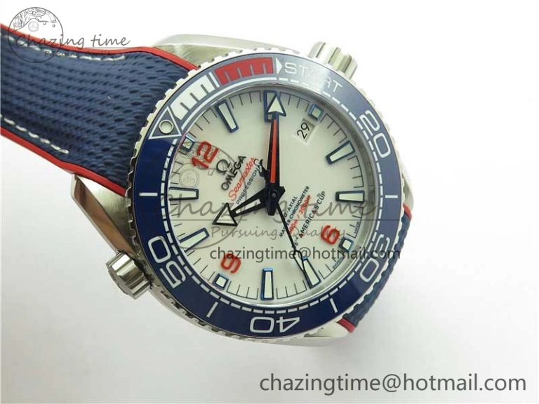 Planet Ocean 43.5mm America’s Cup VSF Best Edition White Dial On Blue Gummy Strap A8900