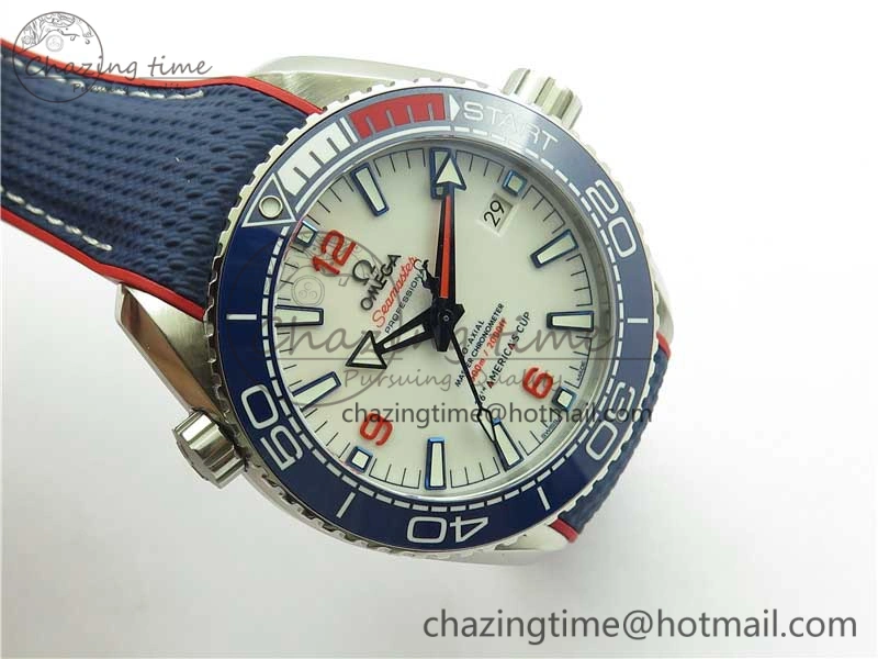 Planet Ocean 43.5mm America’s Cup VSF Best Edition White Dial On Blue Gummy Strap A8900