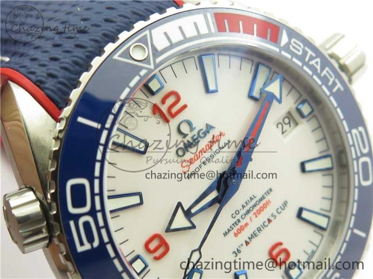 Planet Ocean 43.5mm America’s Cup VSF Best Edition White Dial On Blue Gummy Strap A8900