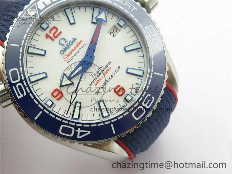 Planet Ocean 43.5mm America’s Cup VSF Best Edition White Dial On Blue Gummy Strap A8900