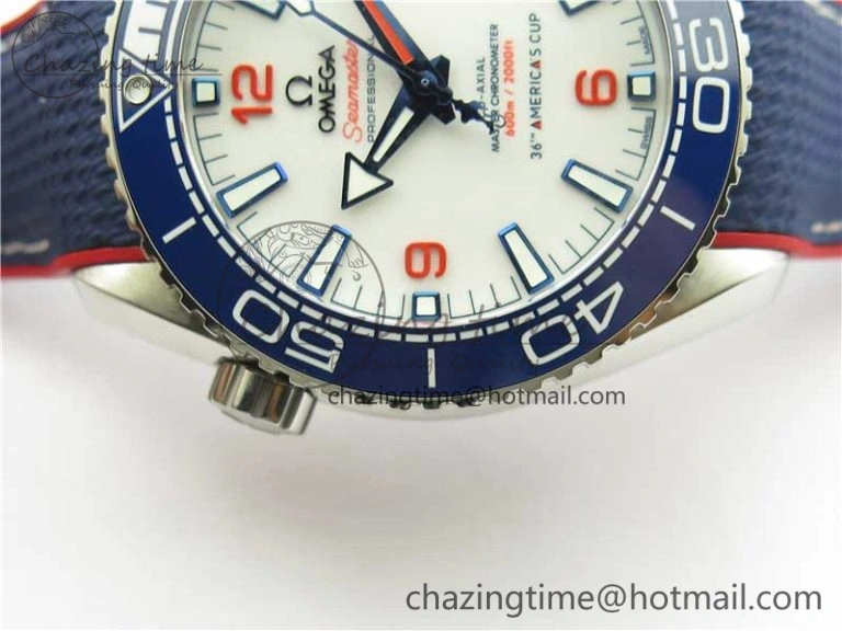 Planet Ocean 43.5mm America’s Cup VSF Best Edition White Dial On Blue Gummy Strap A8900