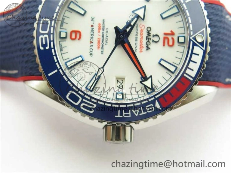 Planet Ocean 43.5mm America’s Cup VSF Best Edition White Dial On Blue Gummy Strap A8900