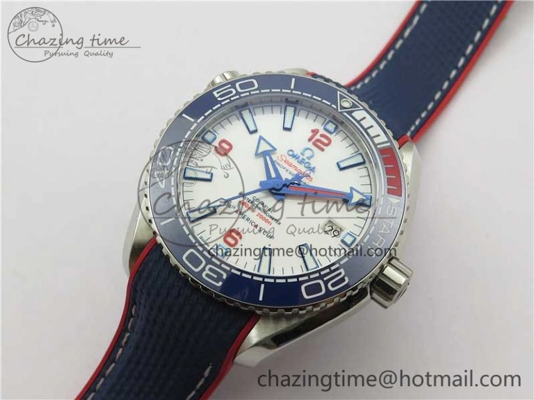 Planet Ocean 43.5mm America’s Cup VSF Best Edition White Dial On Blue Gummy Strap A8900