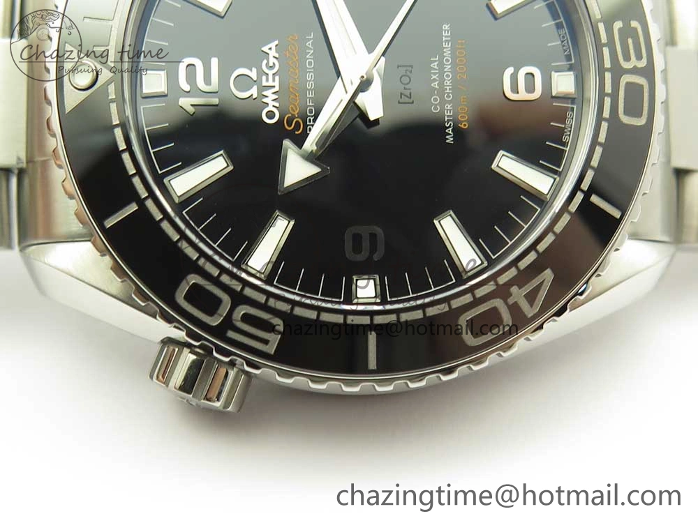 Planet Ocean 43.5mm SS VSF 1:1 Best Edition Black Ceramic Bezel and Dial on SS Bracelet A8900 Super Clone