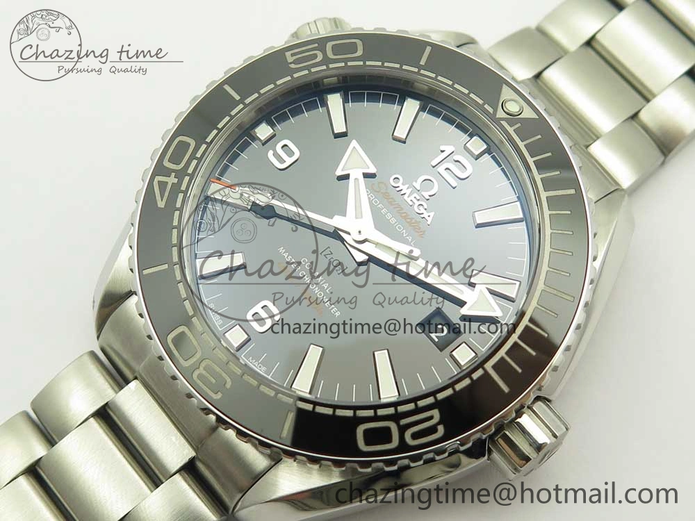 Planet Ocean 43.5mm SS VSF 1:1 Best Edition Black Ceramic Bezel and Dial on SS Bracelet A8900 Super Clone