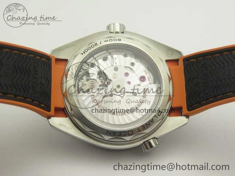 Planet Ocean 43.5mm SS VSF 1:1 Best Edition Black Orange Bezel Black Dial on Black Nylon Strap A8900 Super Clone