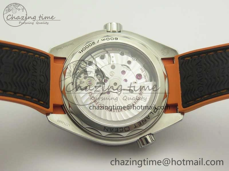 Planet Ocean 43.5mm SS VSF 1:1 Best Edition Black Orange Bezel Black Dial on Black Nylon Strap A8900 Super Clone