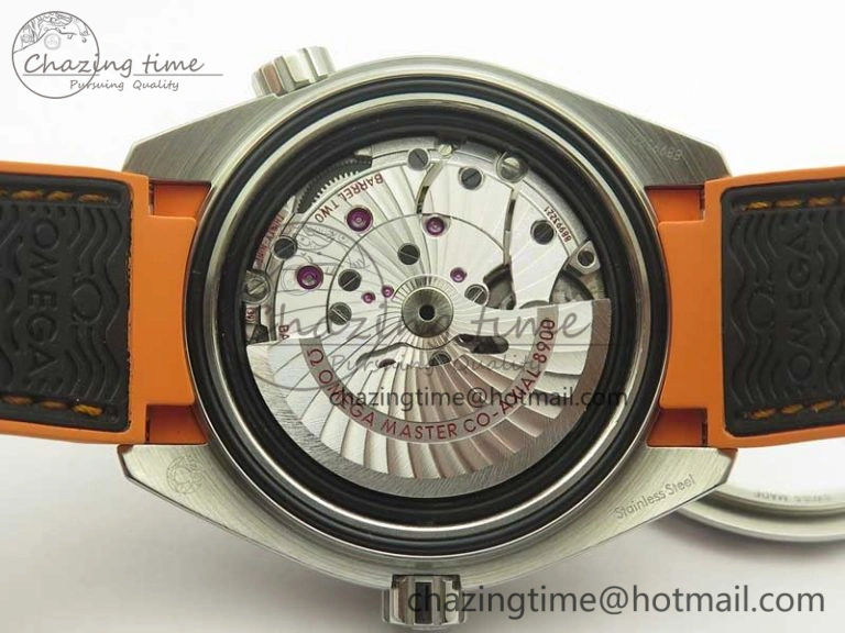 Planet Ocean 43.5mm SS VSF 1:1 Best Edition Black Orange Bezel Black Dial on Black Nylon Strap A8900 Super Clone