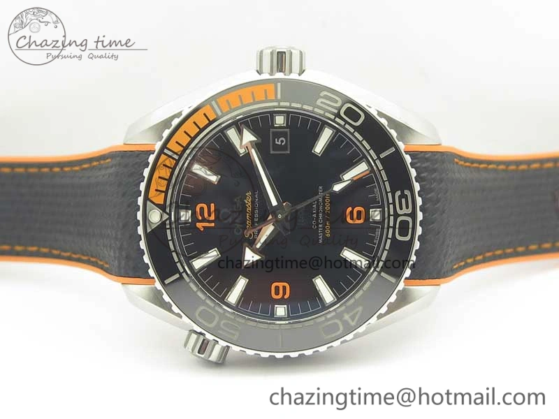 Planet Ocean 43.5mm SS VSF 1:1 Best Edition Black Orange Bezel Black Dial on Black Nylon Strap A8900 Super Clone