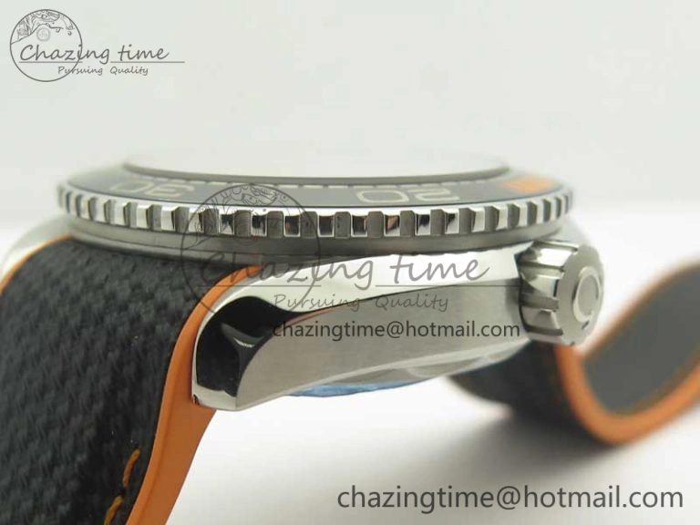 Planet Ocean 43.5mm SS VSF 1:1 Best Edition Black Orange Bezel Black Dial on Black Nylon Strap A8900 Super Clone