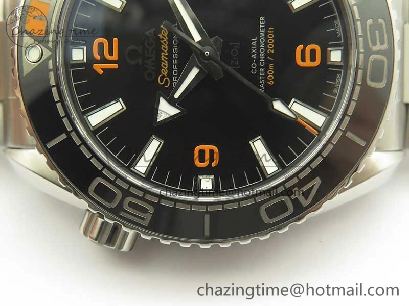 Planet Ocean 43.5mm SS VSF 1:1 Best Edition Black Orange Bezel Black Dial on SS Bracelet A8900 Super Clone