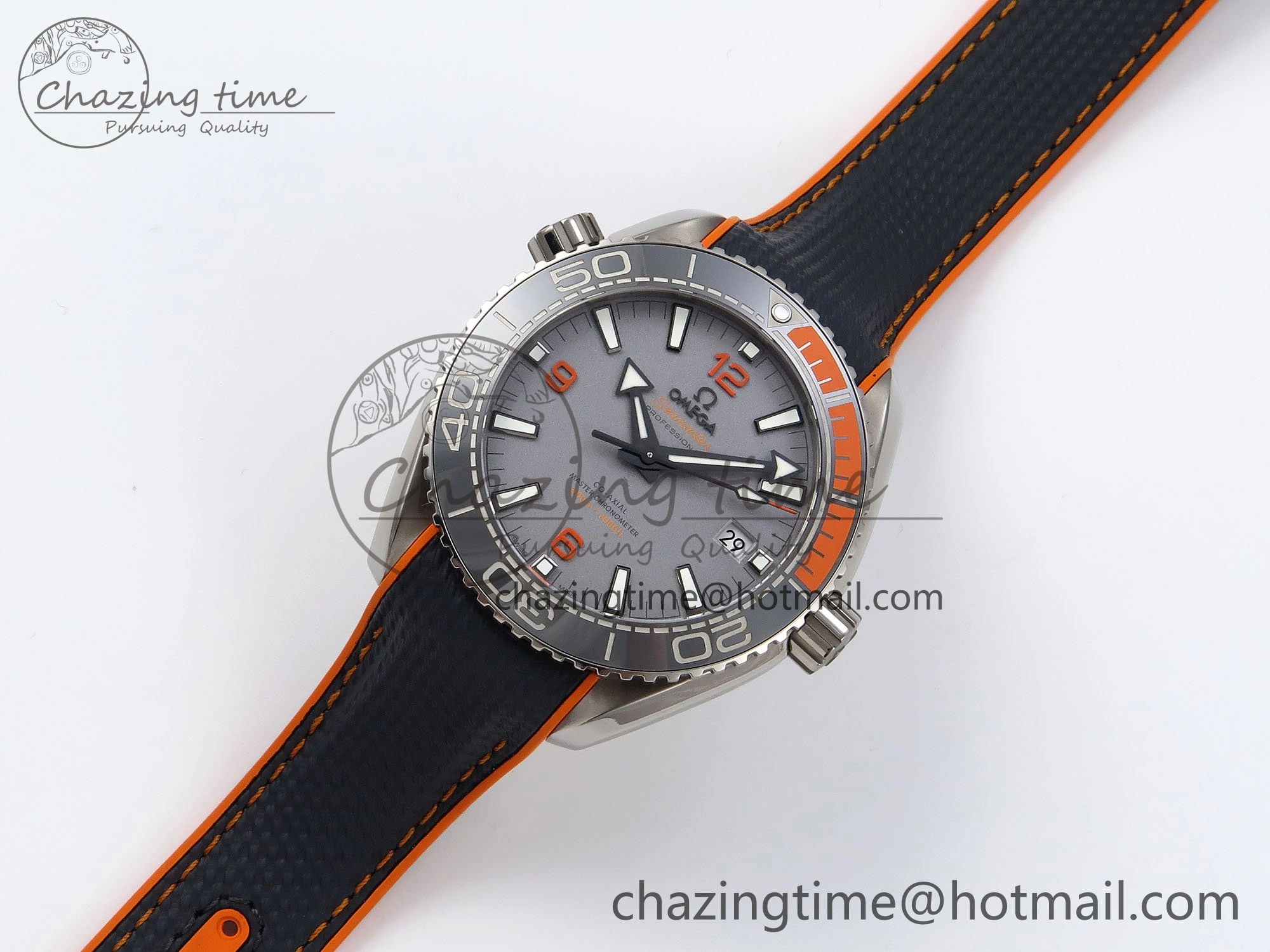 Planet Ocean 43.5mm SS VSF 1:1 Best Edition Black Orange Bezel Gray Dial on Nylon Strap A8900 Super Clone V2