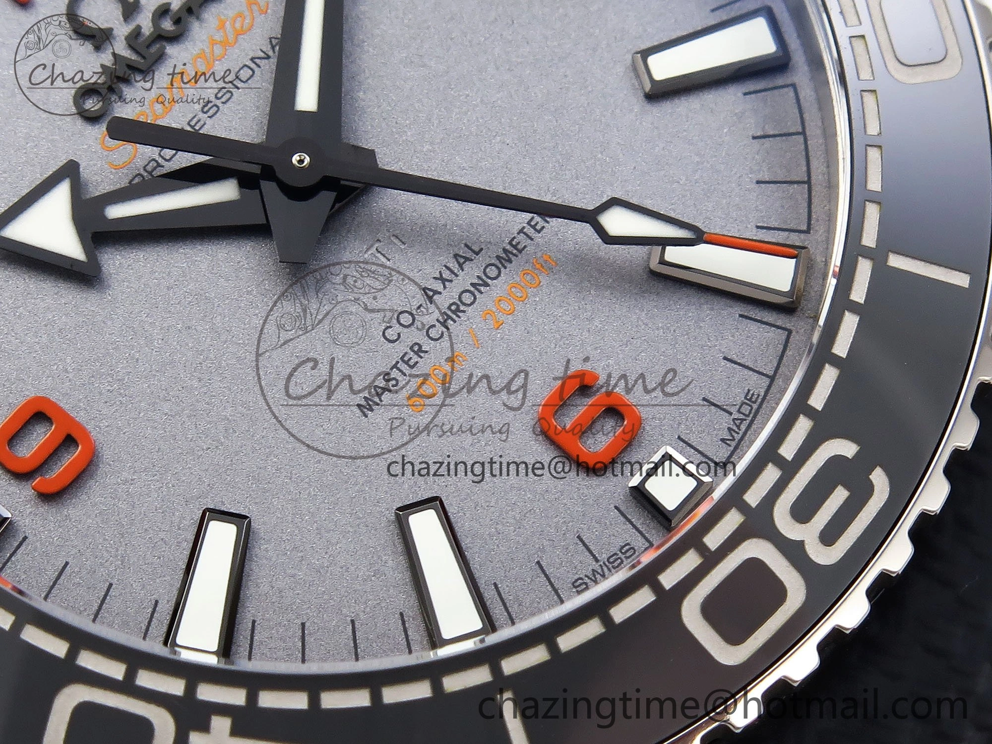 Planet Ocean 43.5mm SS VSF 1:1 Best Edition Black Orange Bezel Gray Dial on Nylon Strap A8900 Super Clone V2