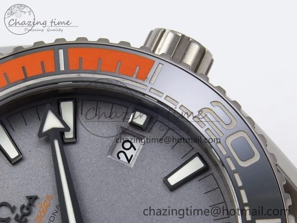 Planet Ocean 43.5mm SS VSF 1:1 Best Edition Black Orange Bezel Gray Dial on Nylon Strap A8900 Super Clone V2