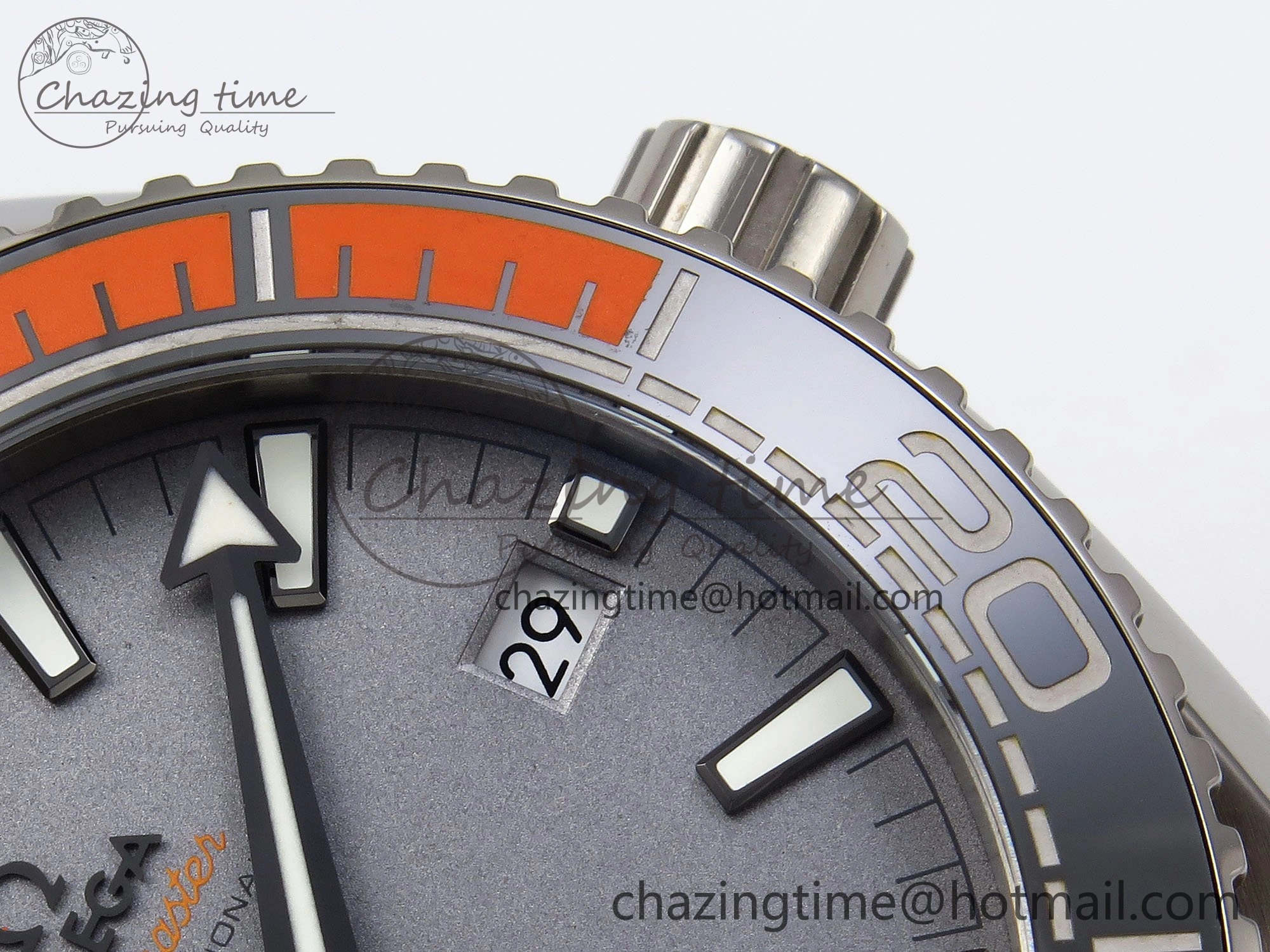 Planet Ocean 43.5mm SS VSF 1:1 Best Edition Black Orange Bezel Gray Dial on Nylon Strap A8900 Super Clone V2
