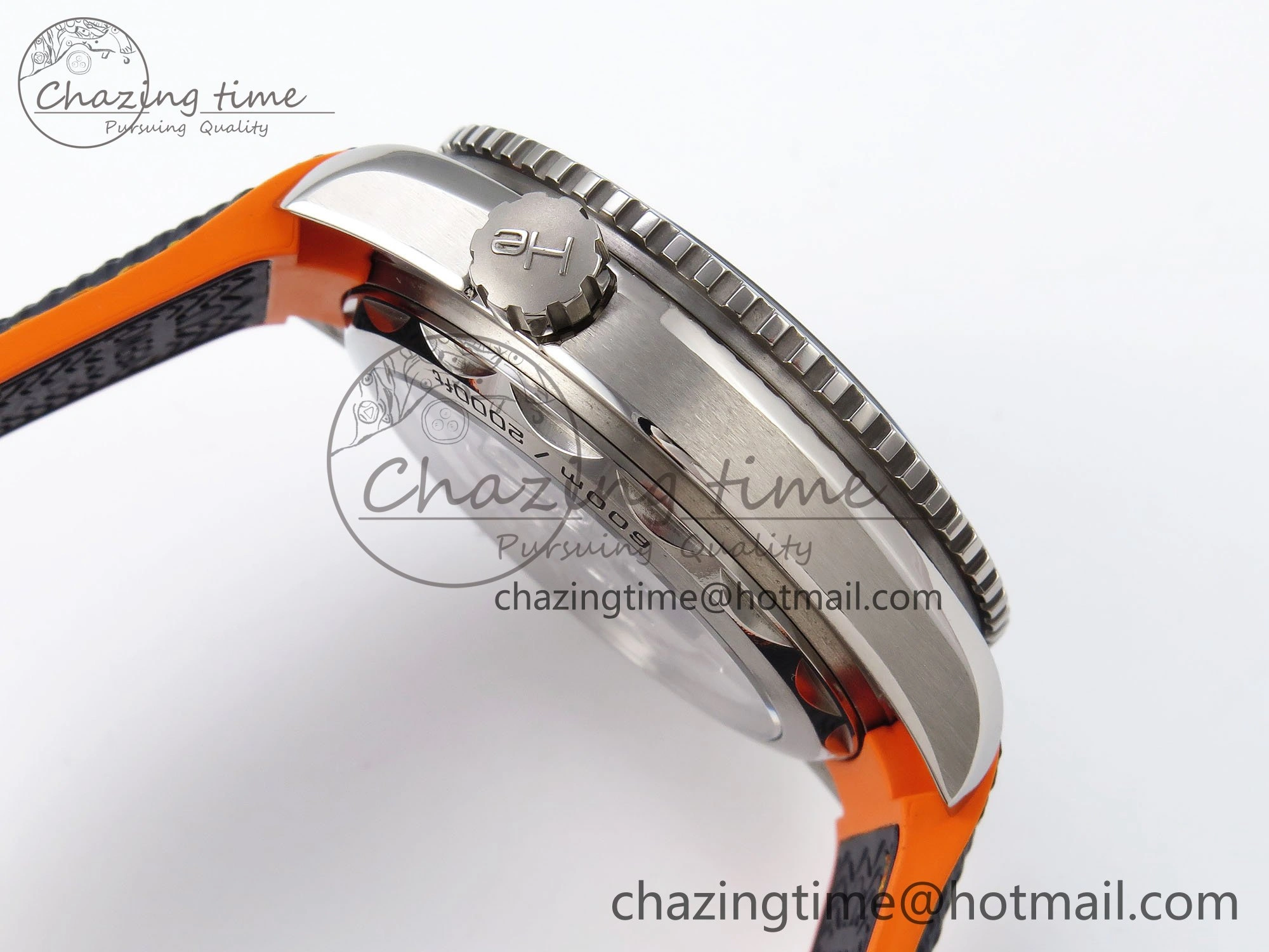Planet Ocean 43.5mm SS VSF 1:1 Best Edition Black Orange Bezel Gray Dial on Nylon Strap A8900 Super Clone V2