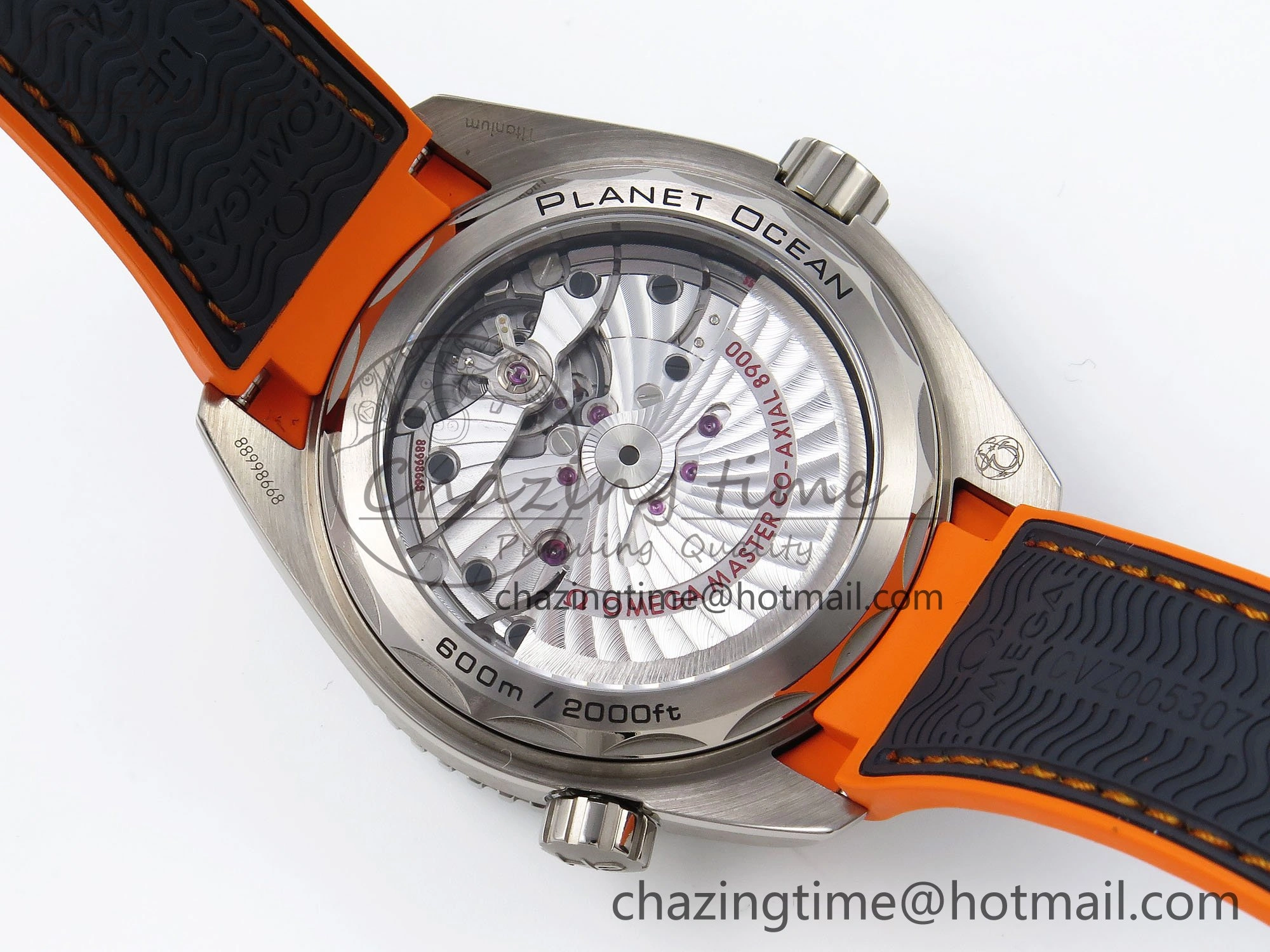 Planet Ocean 43.5mm SS VSF 1:1 Best Edition Black Orange Bezel Gray Dial on Nylon Strap A8900 Super Clone V2