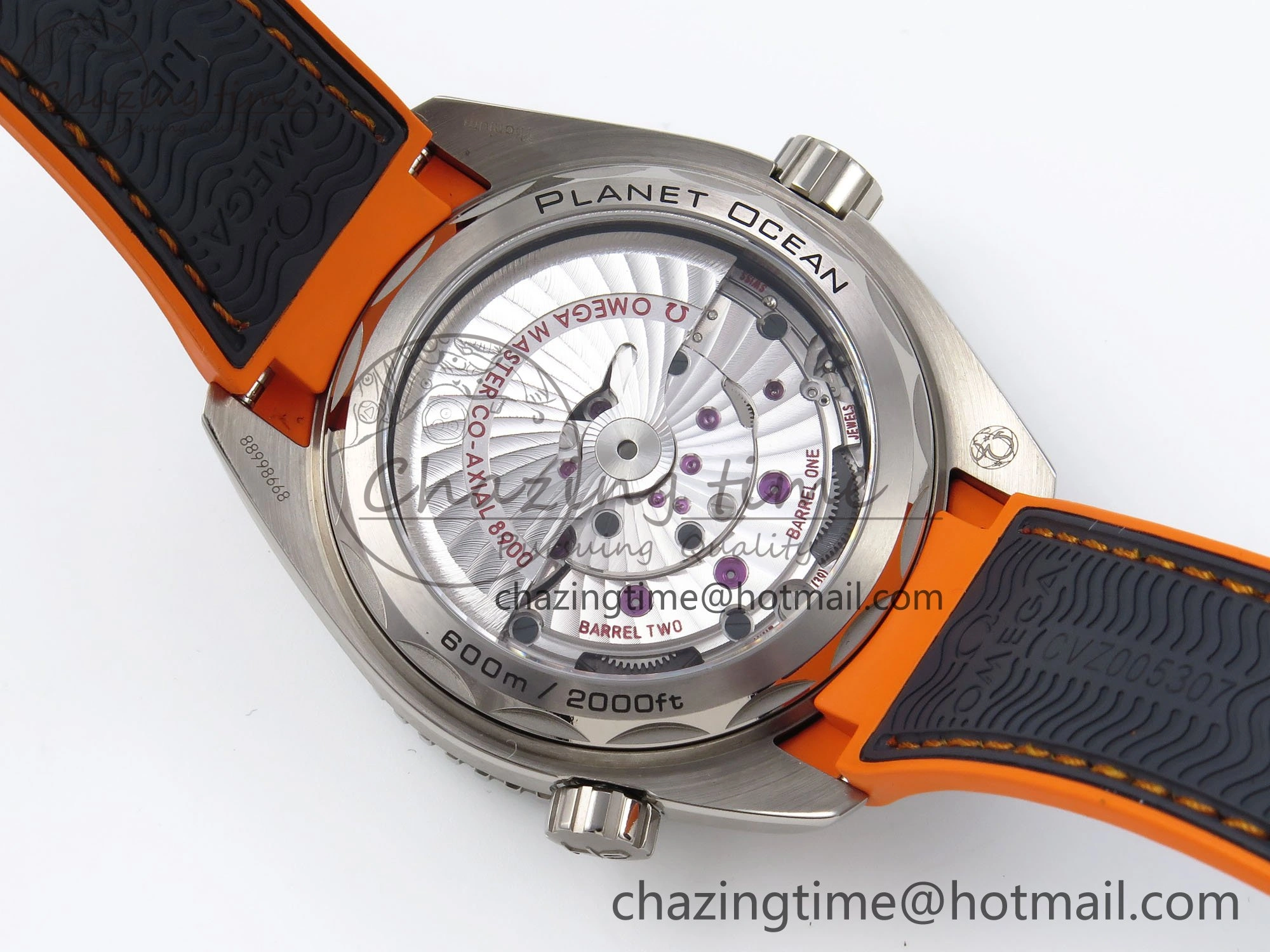 Planet Ocean 43.5mm SS VSF 1:1 Best Edition Black Orange Bezel Gray Dial on Nylon Strap A8900 Super Clone V2