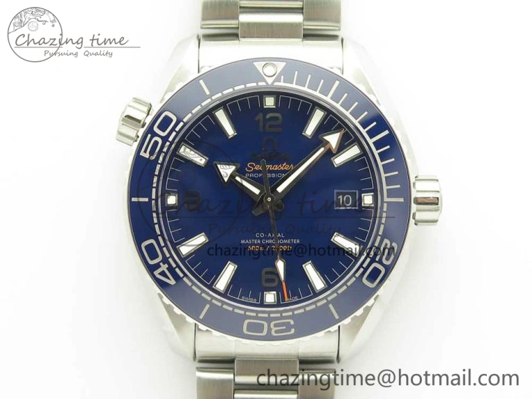 Planet Ocean 43.5mm SS VSF 1:1 Best Edition Blue Ceramic Bezel and Dial on SS Bracelet A8900 Super Clone