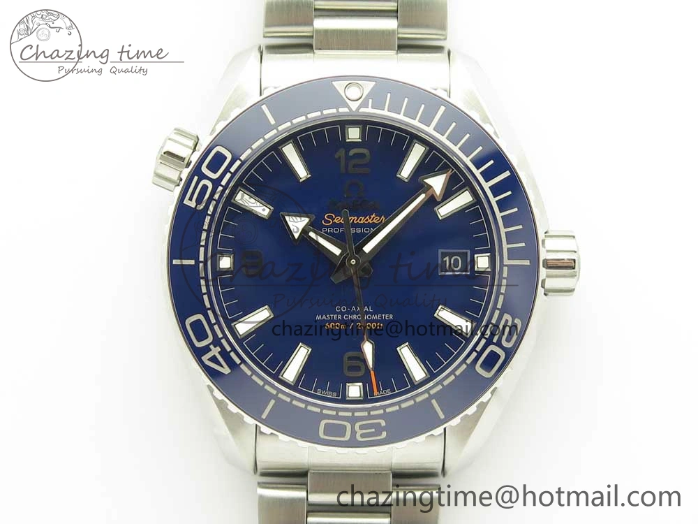 Planet Ocean 43.5mm SS VSF 1:1 Best Edition Blue Ceramic Bezel and Dial on SS Bracelet A8900 Super Clone