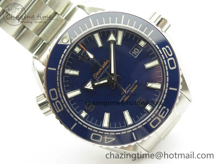 Planet Ocean 43.5mm SS VSF 1:1 Best Edition Blue Ceramic Bezel and Dial on SS Bracelet A8900 Super Clone