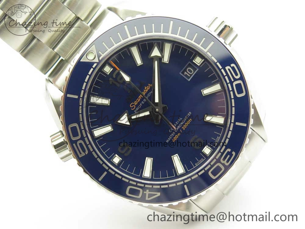 Planet Ocean 43.5mm SS VSF 1:1 Best Edition Blue Ceramic Bezel and Dial on SS Bracelet A8900 Super Clone