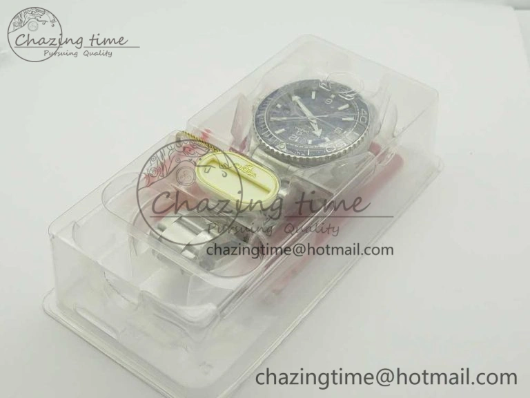 Planet Ocean 43.5mm SS VSF 1:1 Best Edition Blue Ceramic Bezel and Dial on SS Bracelet A8900 Super Clone