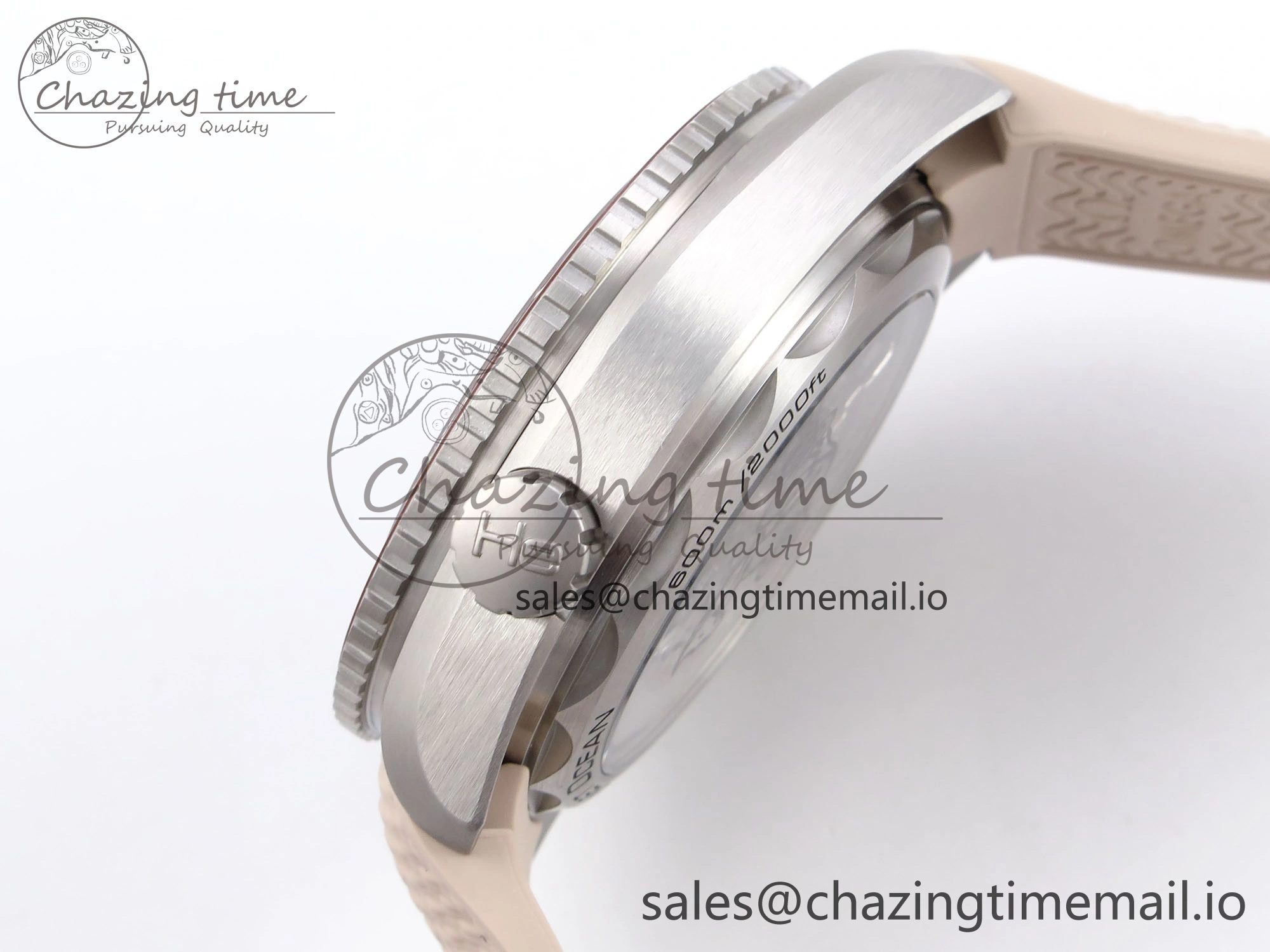 Planet Ocean 43.5mm SS VSF 1:1 Best Edition Brown Bezel Sand Dial on Sand Rubber Strap A8900 Super Clone
