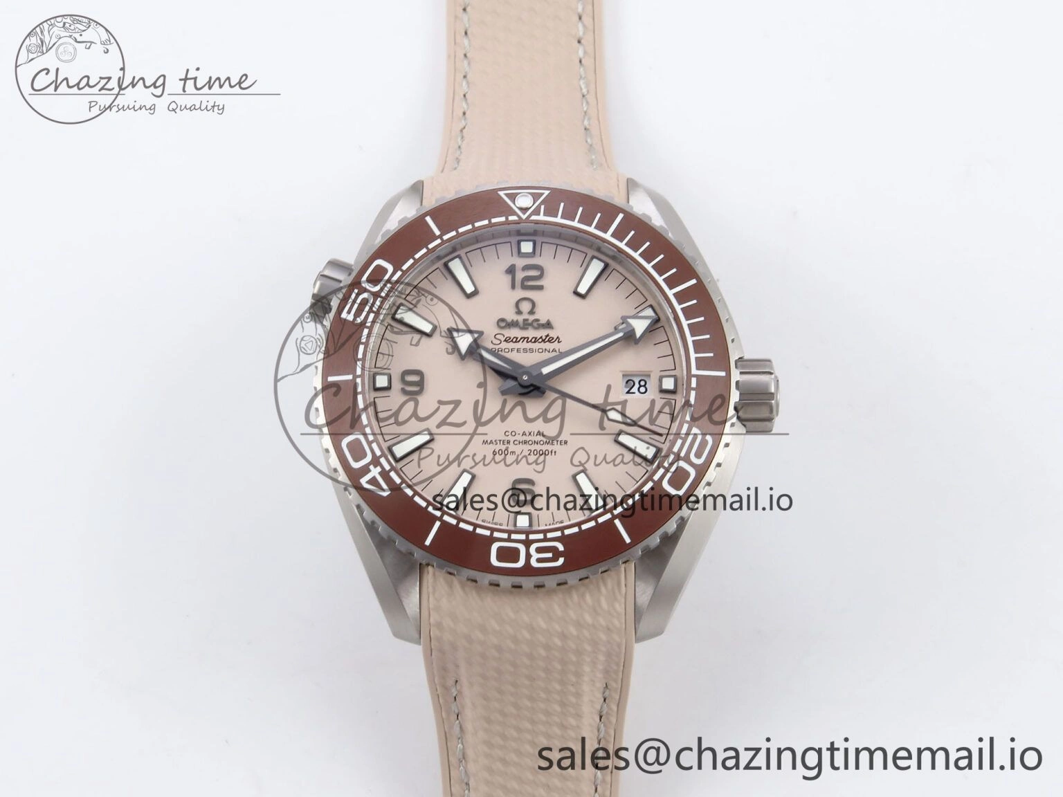 Planet Ocean 43.5mm SS VSF 1:1 Best Edition Brown Bezel Sand Dial on Sand Rubber Strap A8900 Super Clone