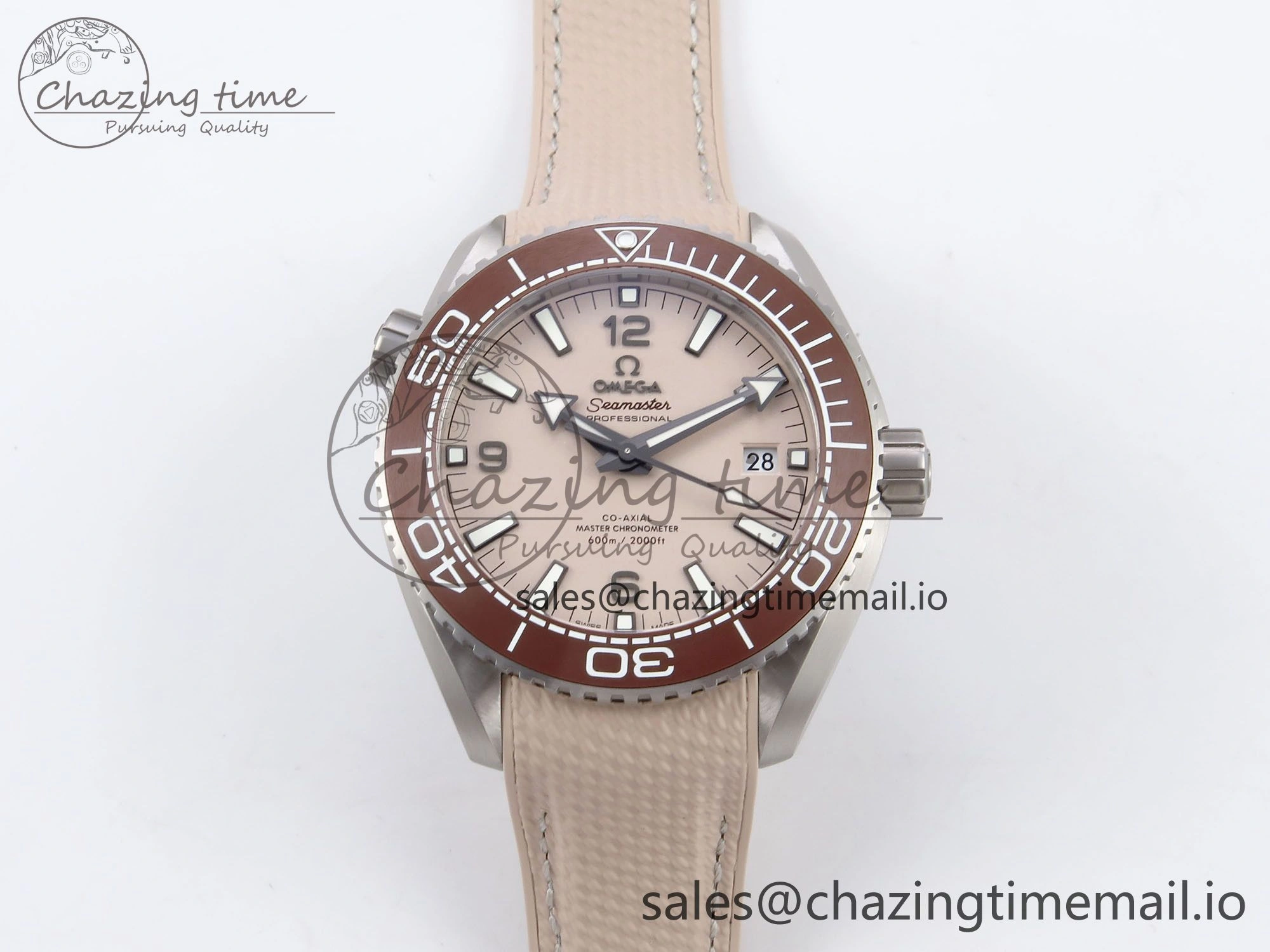 Planet Ocean 43.5mm SS VSF 1:1 Best Edition Brown Bezel Sand Dial on Sand Rubber Strap A8900 Super Clone