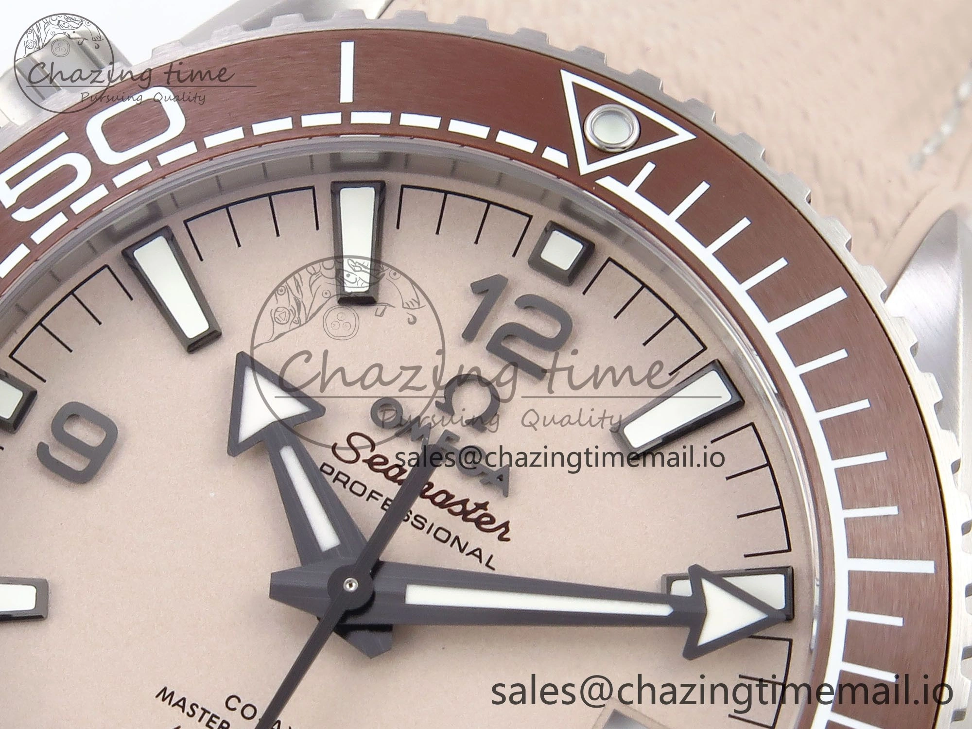 Planet Ocean 43.5mm SS VSF 1:1 Best Edition Brown Bezel Sand Dial on Sand Rubber Strap A8900 Super Clone