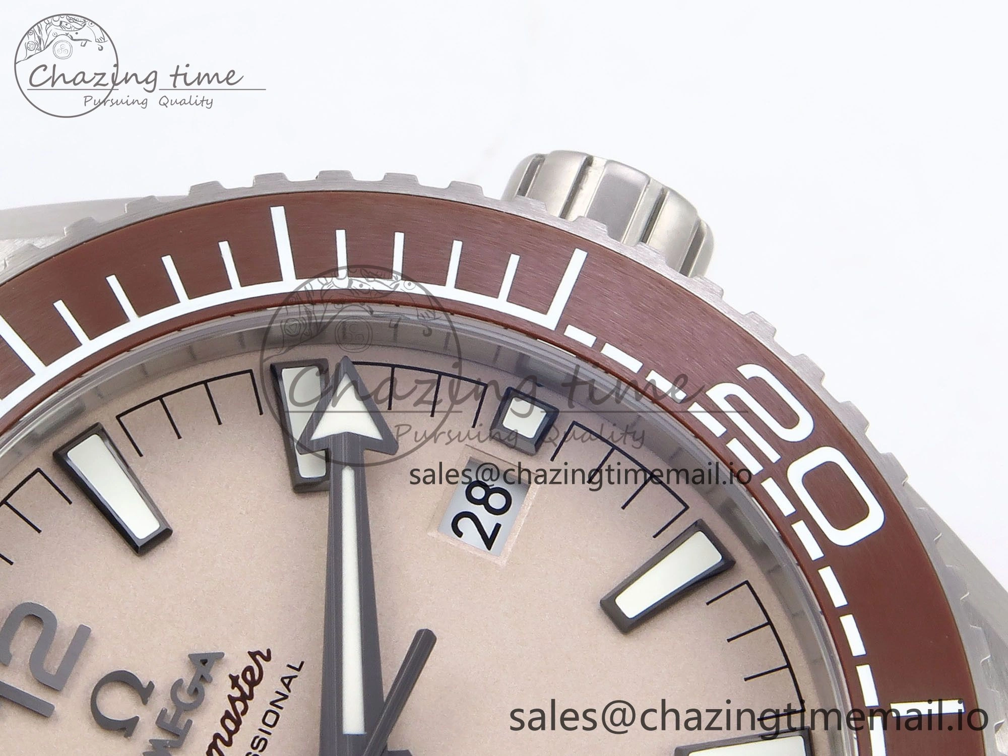 Planet Ocean 43.5mm SS VSF 1:1 Best Edition Brown Bezel Sand Dial on Sand Rubber Strap A8900 Super Clone