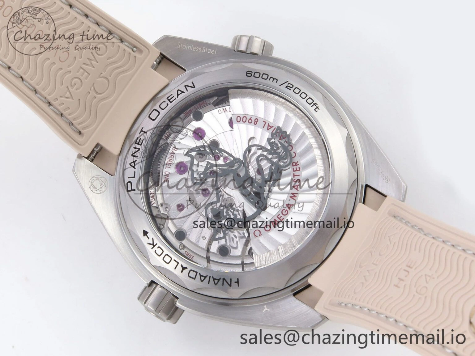 Planet Ocean 43.5mm SS VSF 1:1 Best Edition Brown Bezel Sand Dial on Sand Rubber Strap A8900 Super Clone