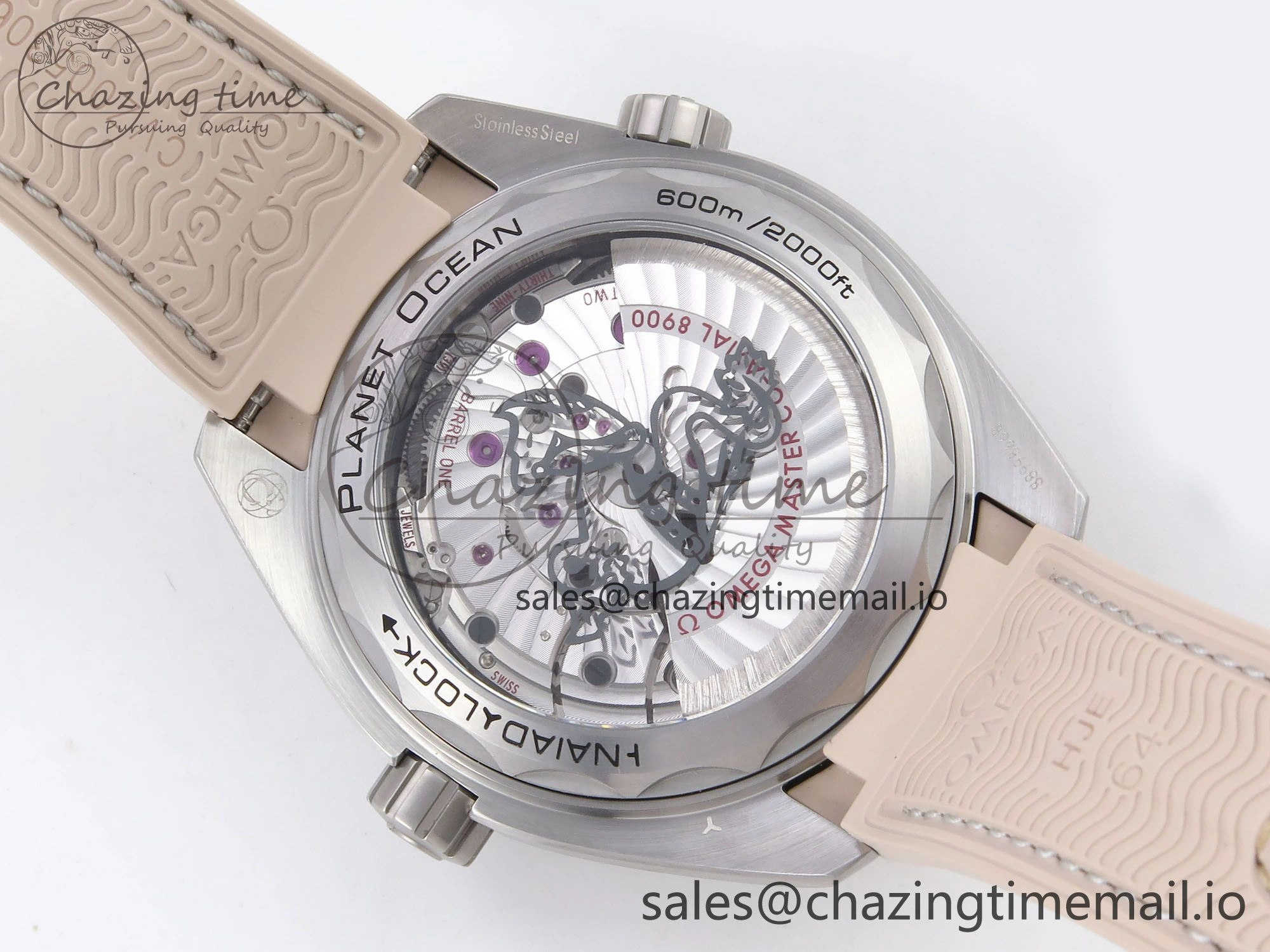 Planet Ocean 43.5mm SS VSF 1:1 Best Edition Brown Bezel Sand Dial on Sand Rubber Strap A8900 Super Clone