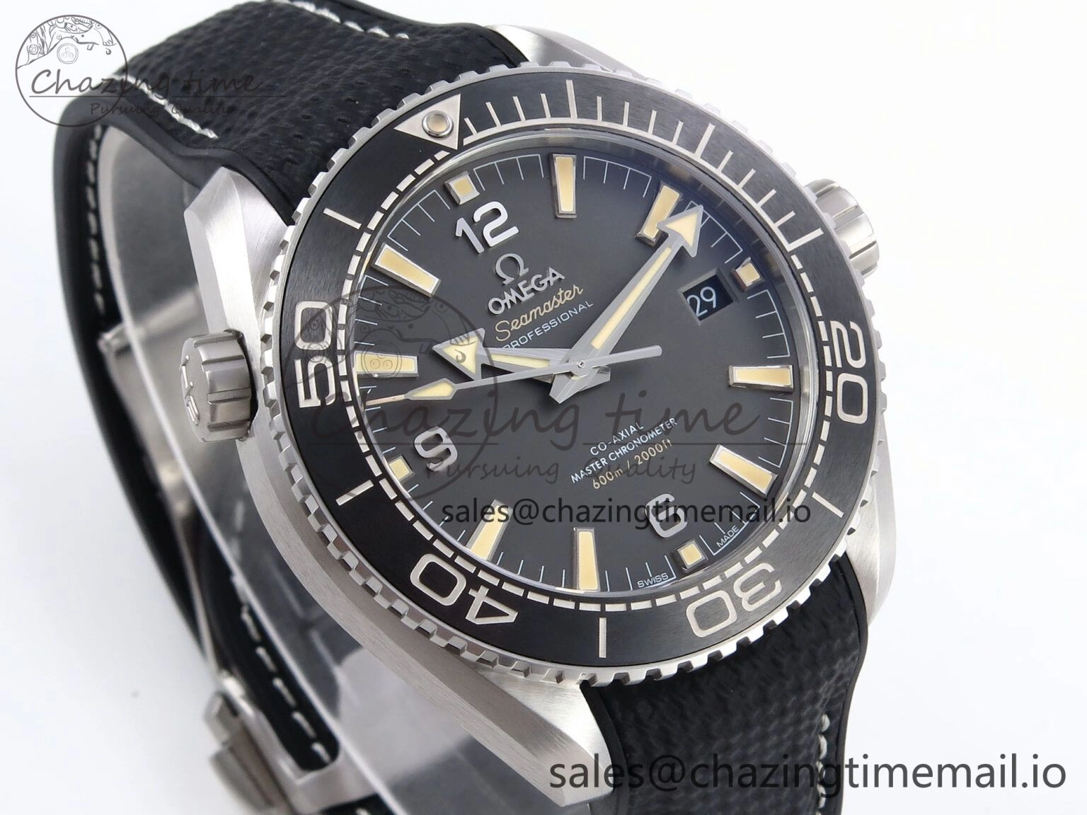 Planet Ocean 43.5mm SS VSF 1:1 Best Edition Gray Bezel Gray Dial on Black Rubber Strap A8900 Super Clone