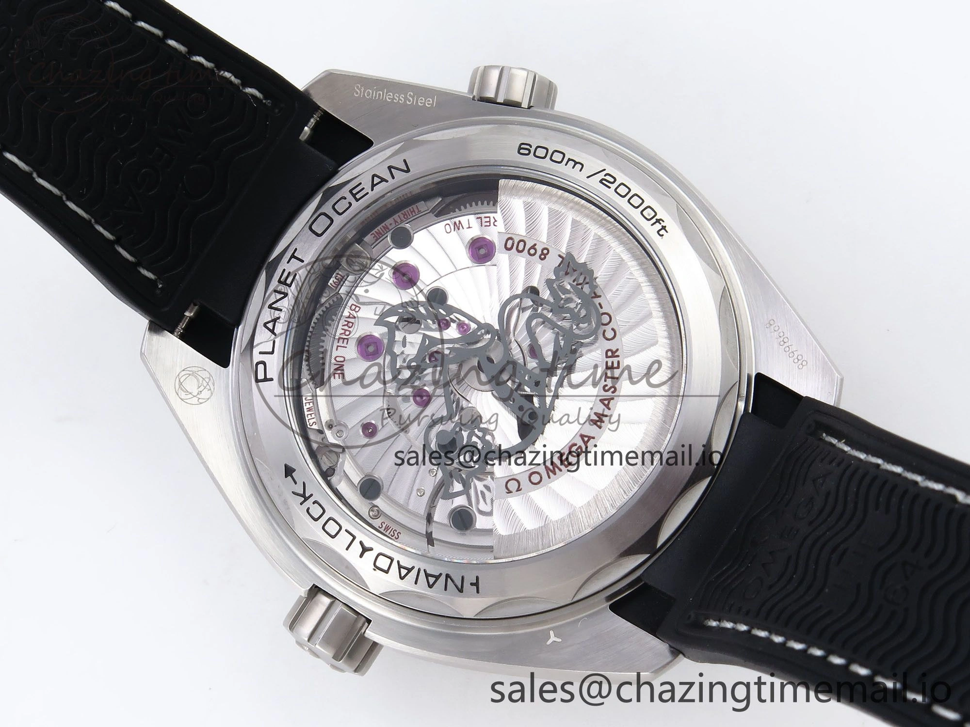 Planet Ocean 43.5mm SS VSF 1:1 Best Edition Gray Bezel Gray Dial on Black Rubber Strap A8900 Super Clone