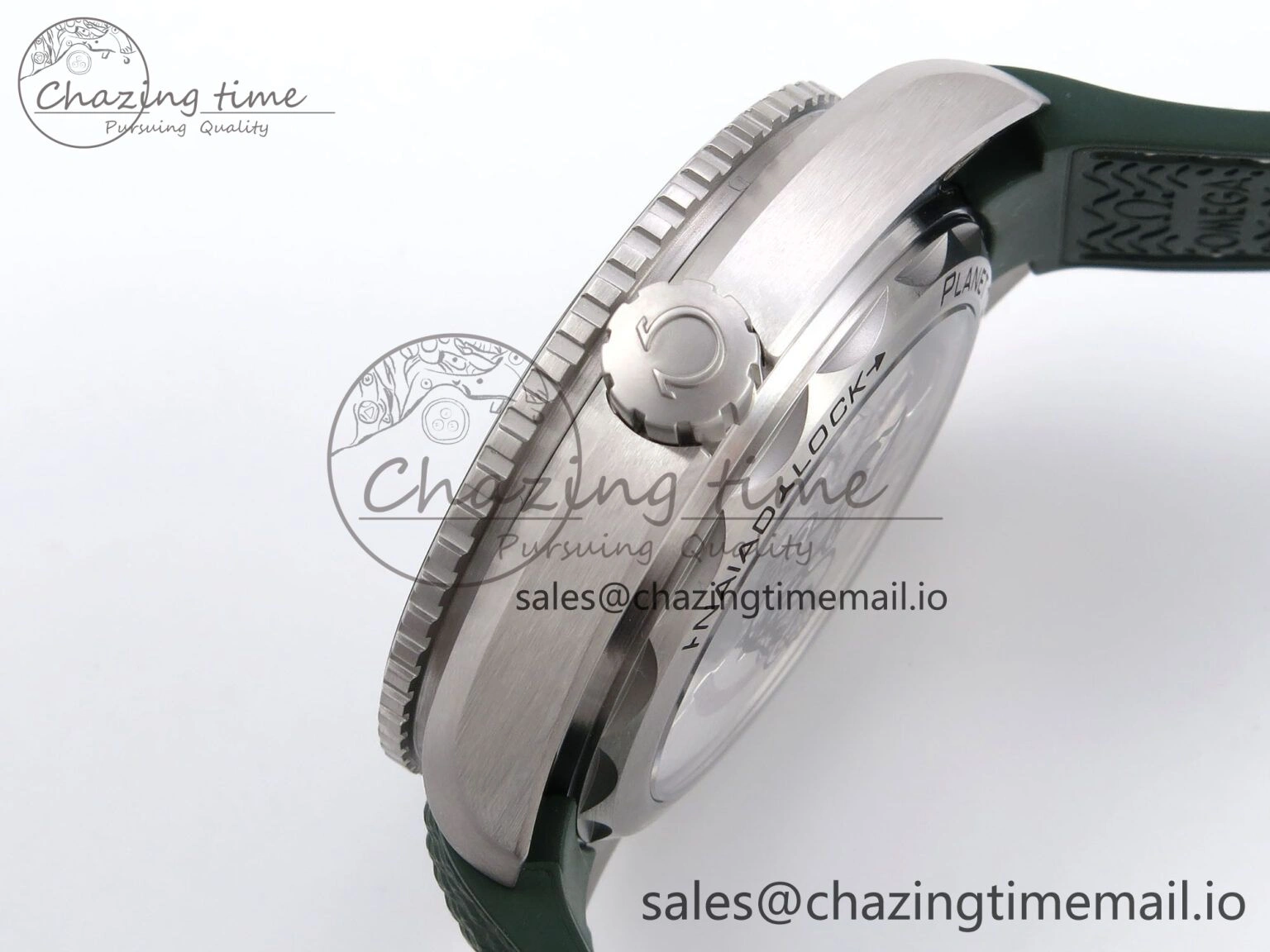 Planet Ocean 43.5mm SS VSF 1:1 Best Edition Green Bezel White Dial on Green Rubber Strap A8900 Super Clone
