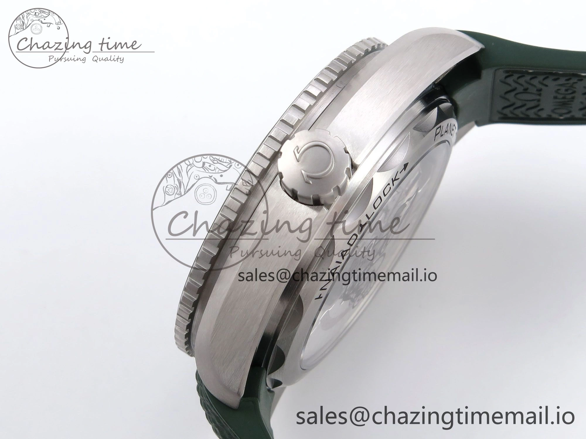 Planet Ocean 43.5mm SS VSF 1:1 Best Edition Green Bezel White Dial on Green Rubber Strap A8900 Super Clone