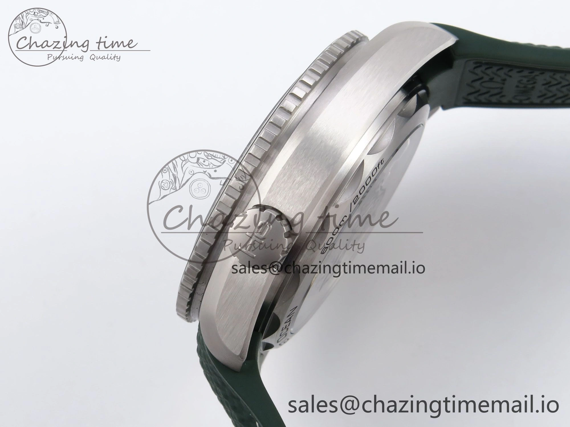 Planet Ocean 43.5mm SS VSF 1:1 Best Edition Green Bezel White Dial on Green Rubber Strap A8900 Super Clone