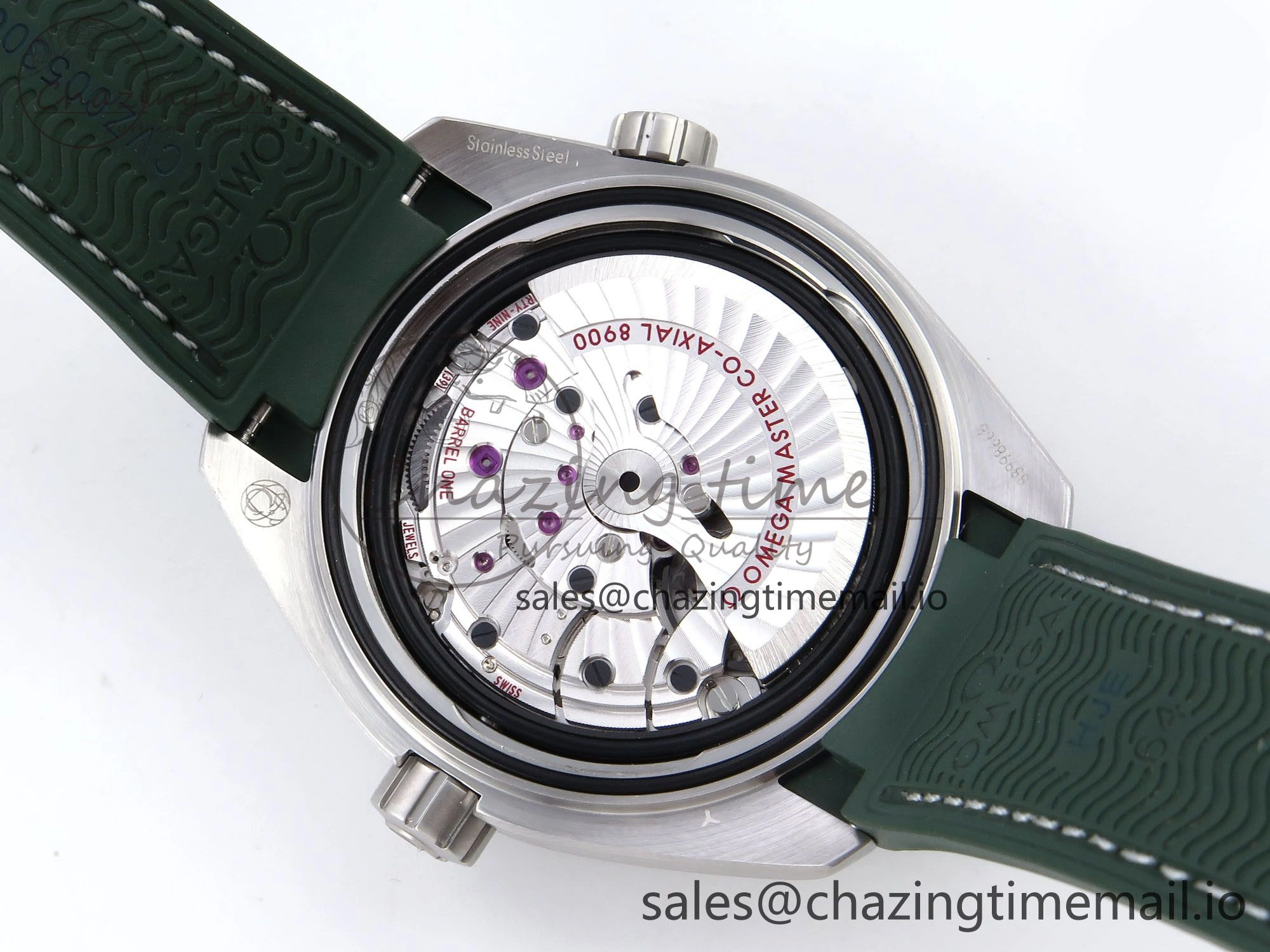 Planet Ocean 43.5mm SS VSF 1:1 Best Edition Green Bezel White Dial on Green Rubber Strap A8900 Super Clone