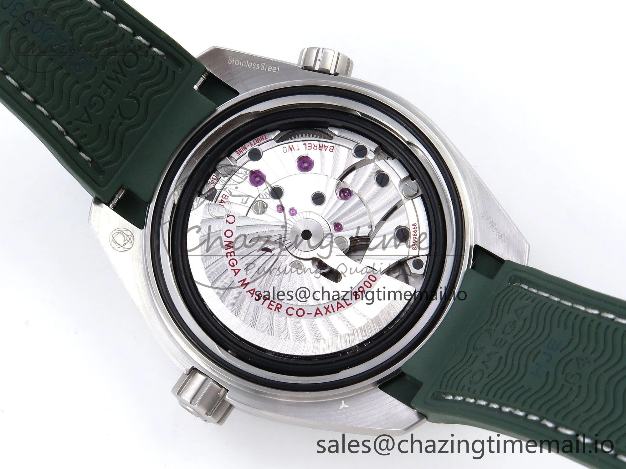 Planet Ocean 43.5mm SS VSF 1:1 Best Edition Green Bezel White Dial on Green Rubber Strap A8900 Super Clone
