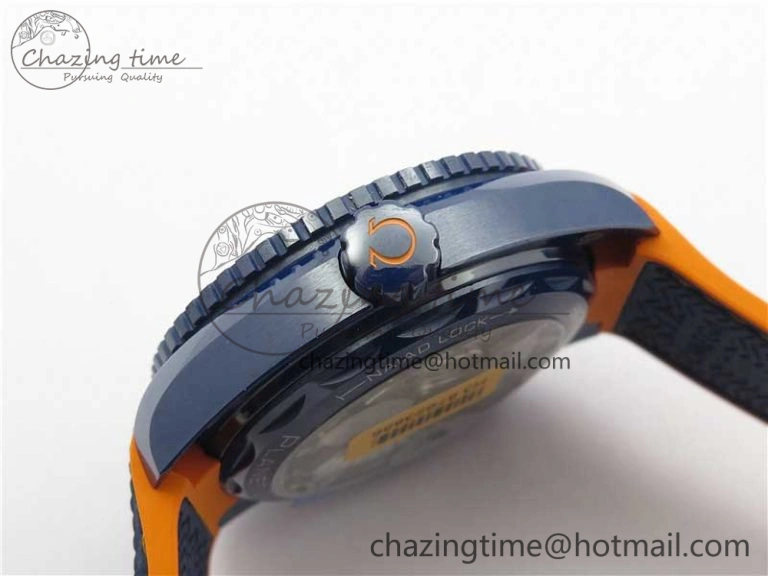 Planet Ocean 45.5mm Big Blue Real Ceramic VSF 1:1 Best Edition on Blue Rubber Strap A8906 Super Clone